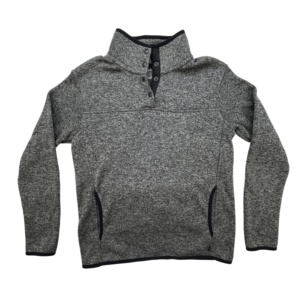 Eddie Bauer Pullover Womens Medium Gray Knit 1/4 Snap Mock Neck Fleece Cozy